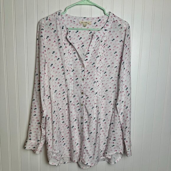Jane + Delancey heart print long sleeve button down size small H9 - Picture 1 of 5